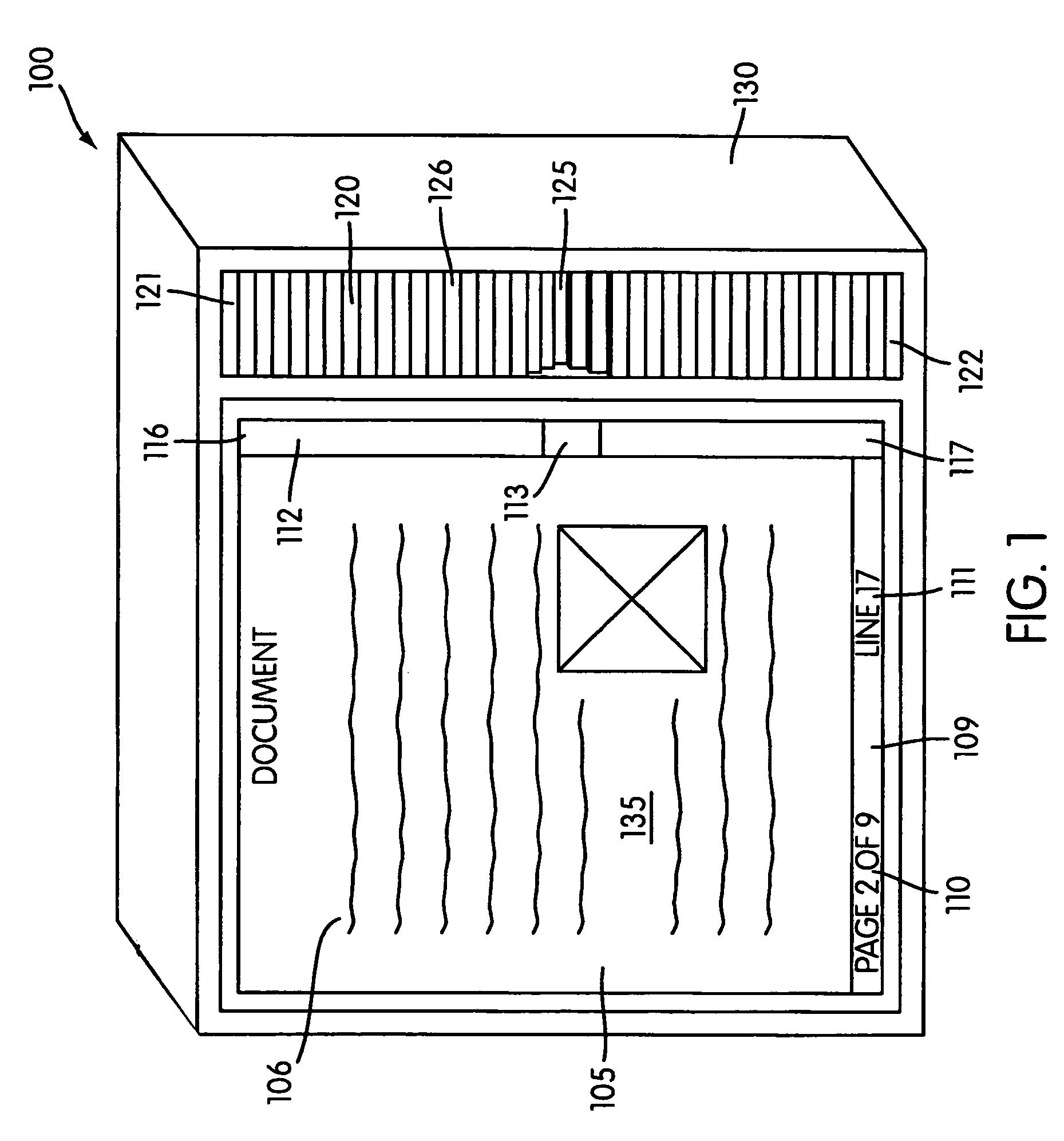 Tactile scroll bar with illuminated document position indicator