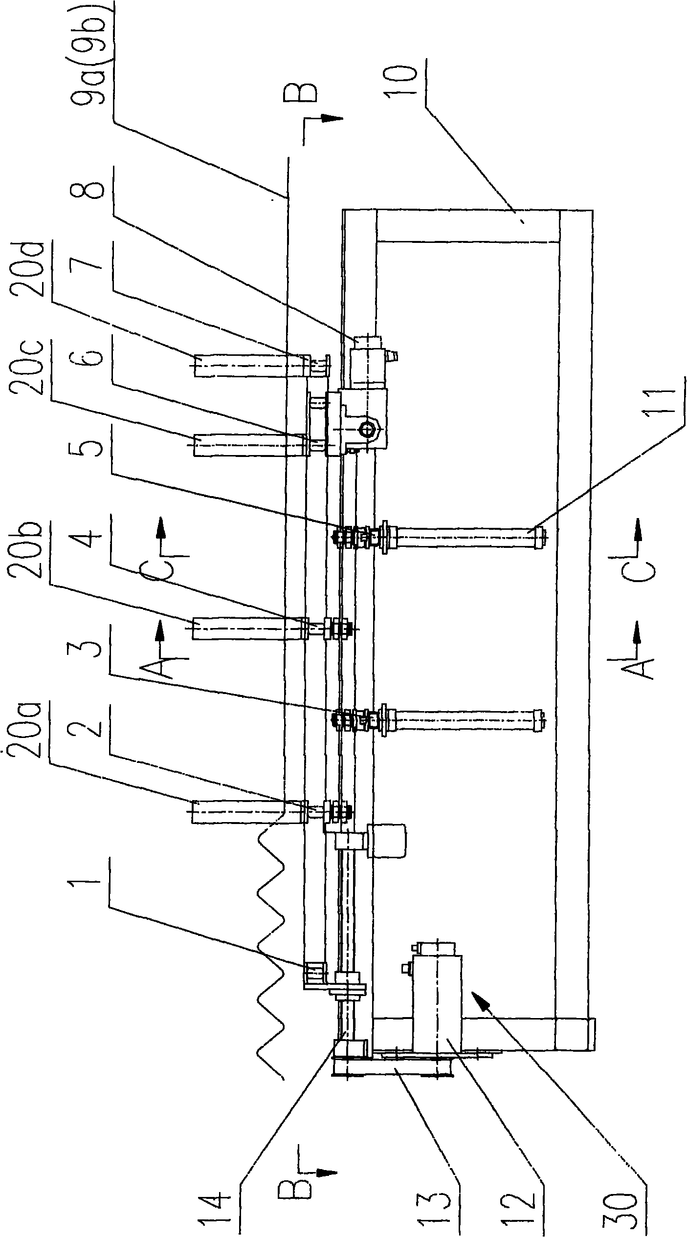 Pneumatic truss side rib bending forming mechanism