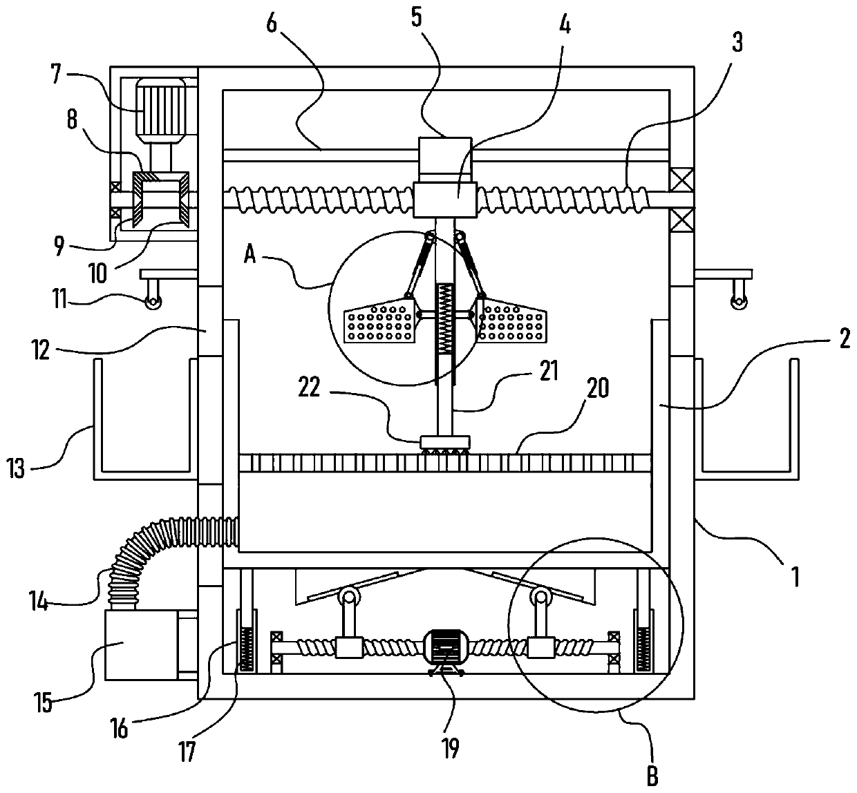 Filtering and impurity removing device for sewage treatment