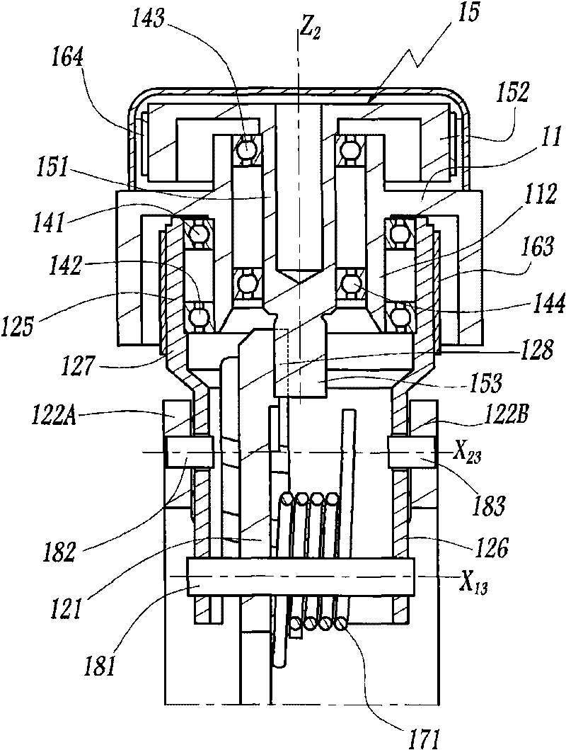 Articulated structure for a multi-axis robot, and a robot including such a structure