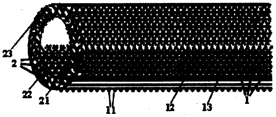 Friction unlocking self-rotating radial shrinkable tube fabric and its preparation method and application