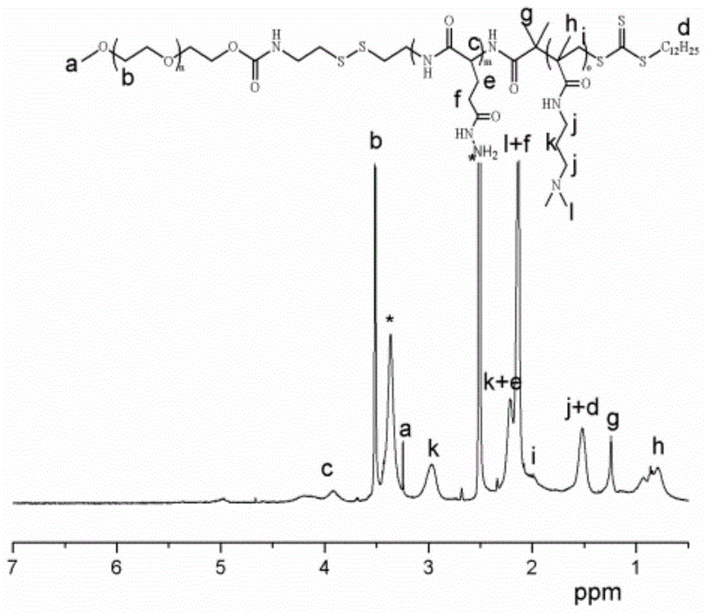 Mpeg-poly(l-glutamic acid-γ-hydrazide)-pdmapma triblock copolymer and its synthesis method and application