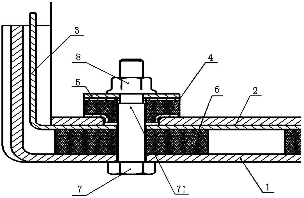 Anti-loosening-type accumulator frame vibration isolation structure