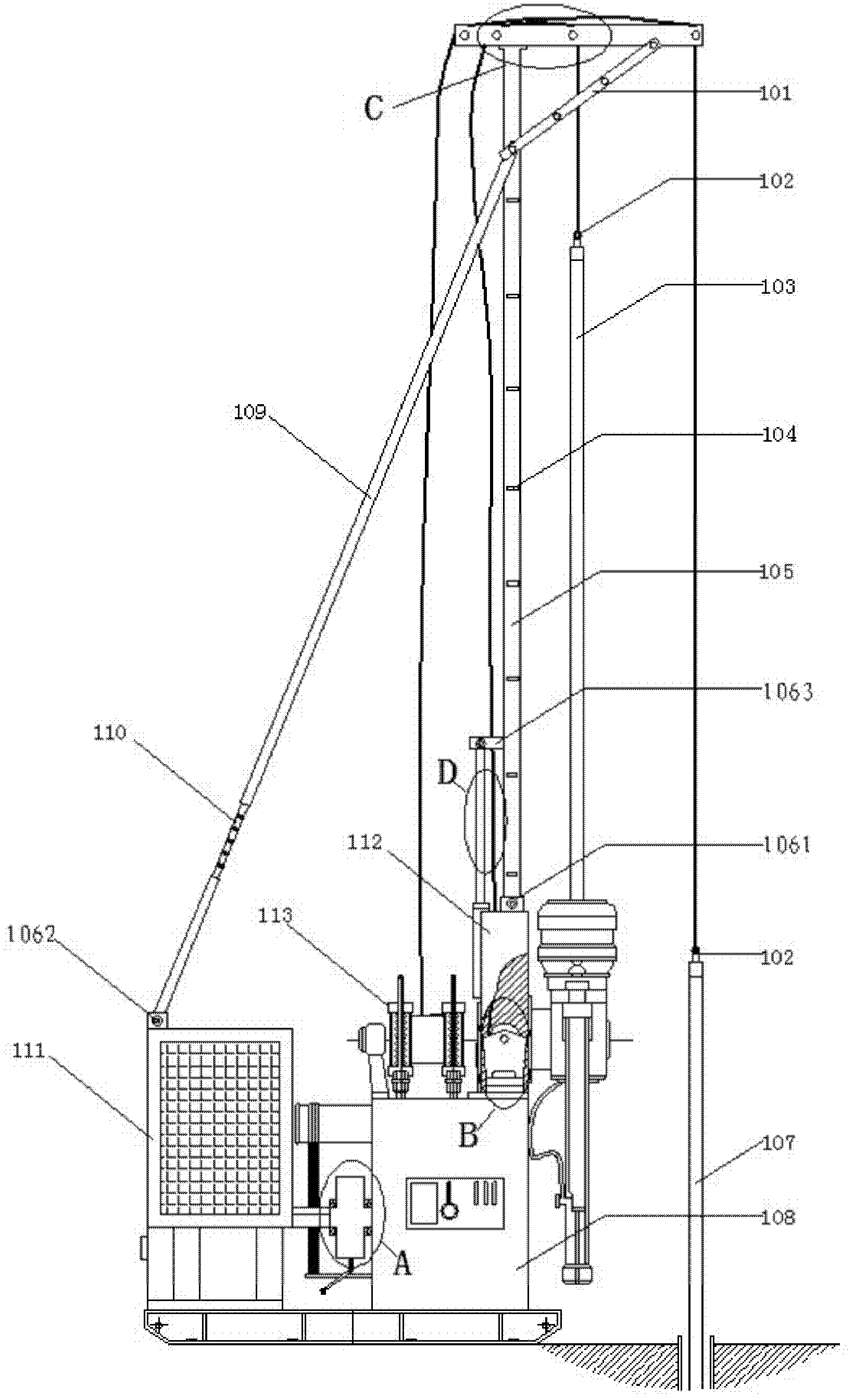 Two-winch hydraulic lifting drill tower