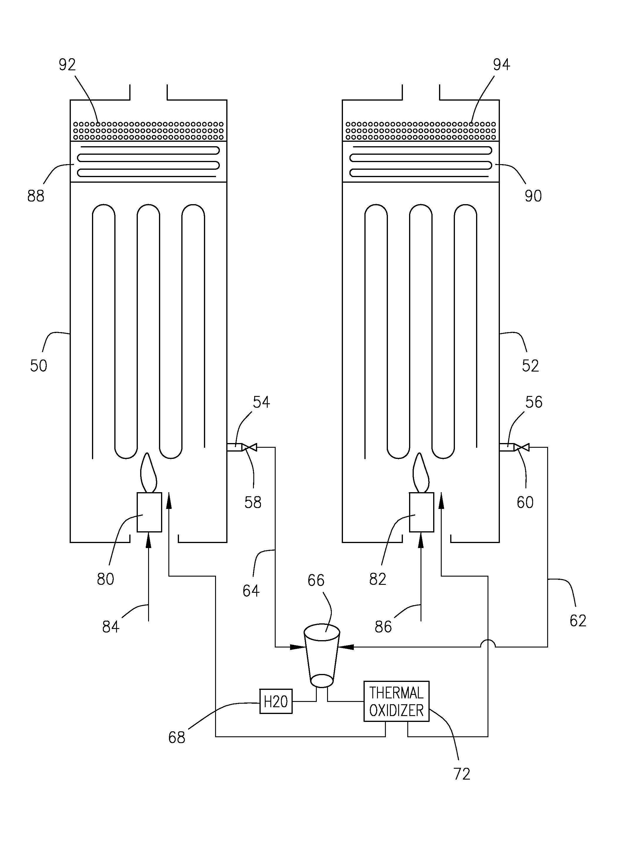 Coke treatment process and system to minimize NOX emissions and minimize catalyst volume