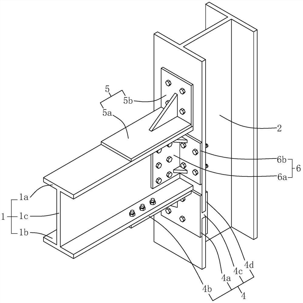 H-shaped steel beam and h-shaped steel column strong shaft assembled joint and construction method