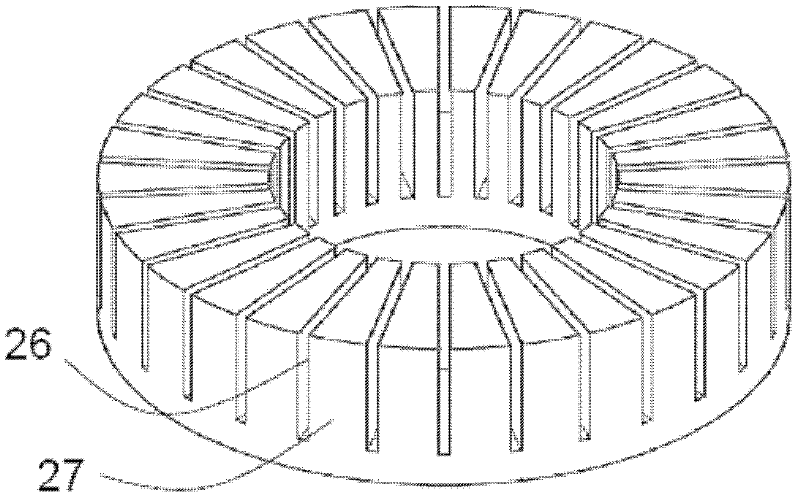 Amorphous, microcrystalline or nano-crystalline alloy stator iron core for axial magnetic flux motor and manufacture method for stator iron core