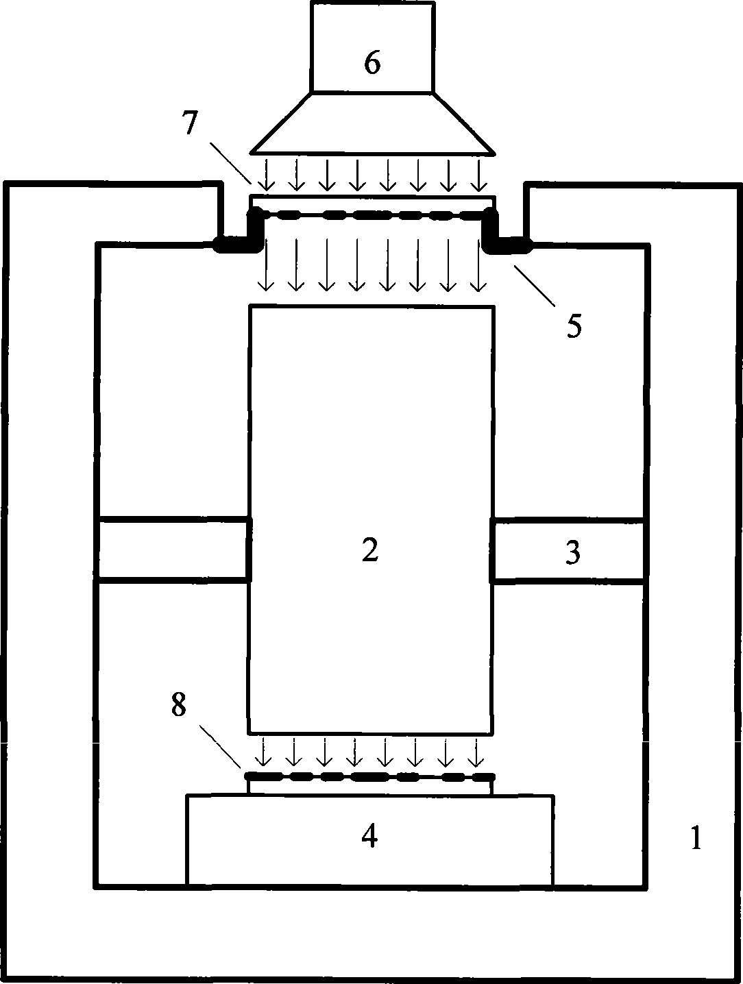 Projection objective magnification error and distortion detection device and method