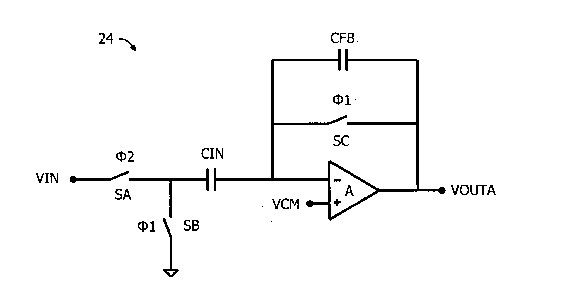 Switched-capacitor circuit having switch-less feedback path