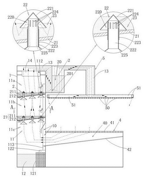 Stone grinding and polishing machining device of water mist circulating dust removal