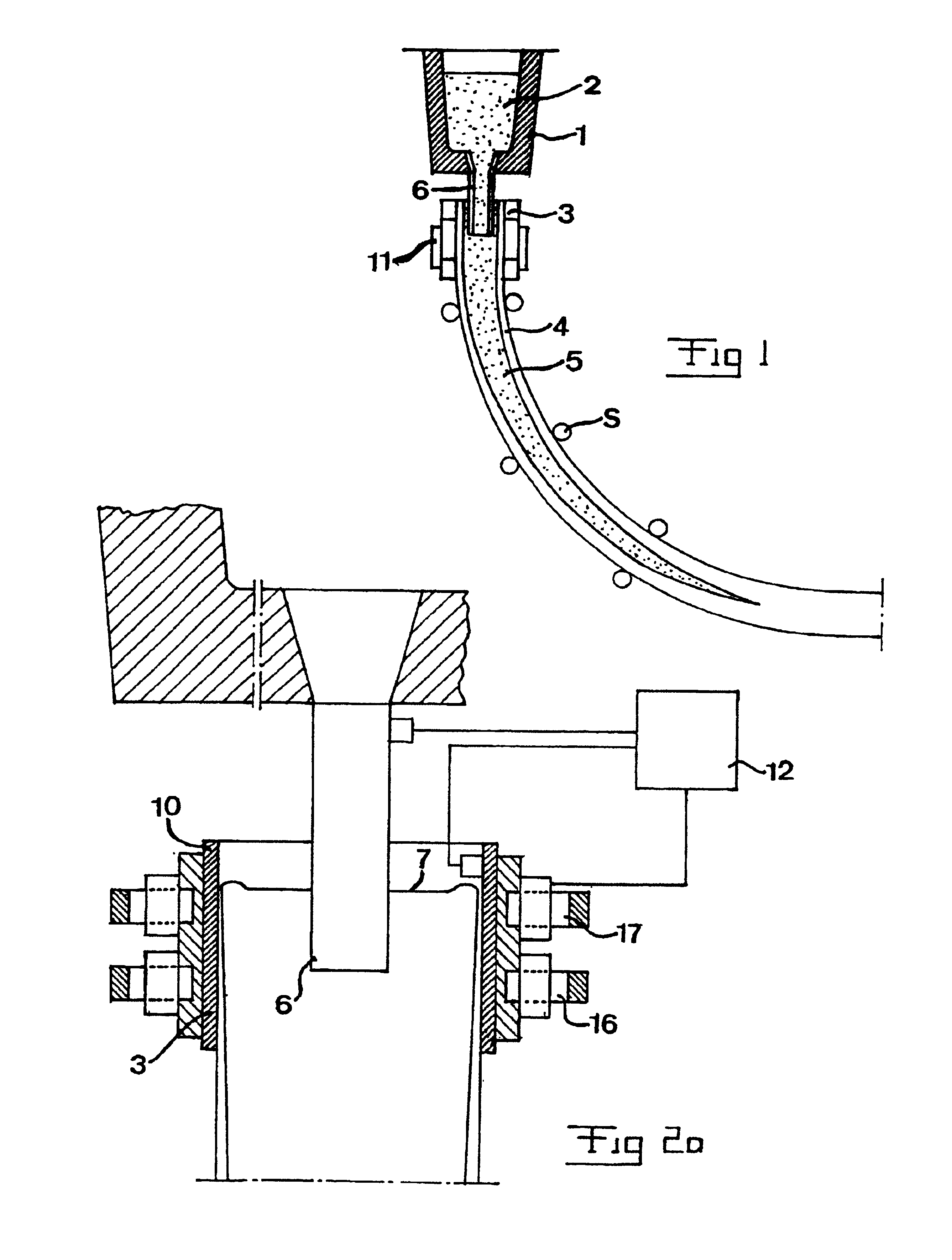 Device and a method for continuous casting