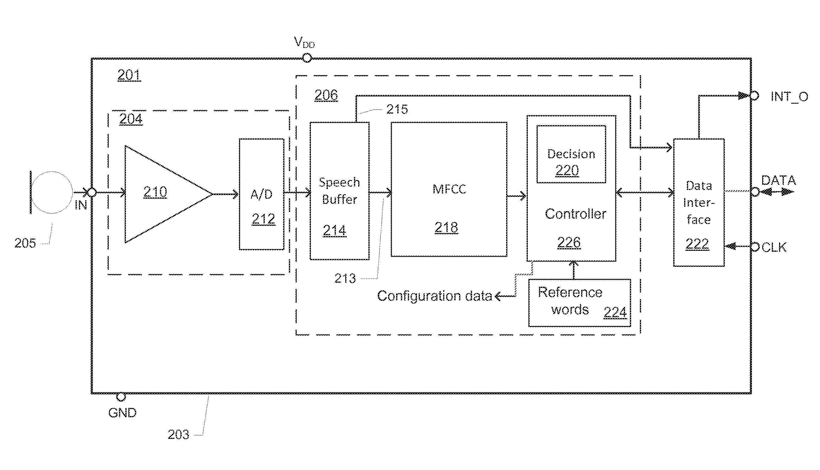 Microphone circuit assembly and system with speech recognition