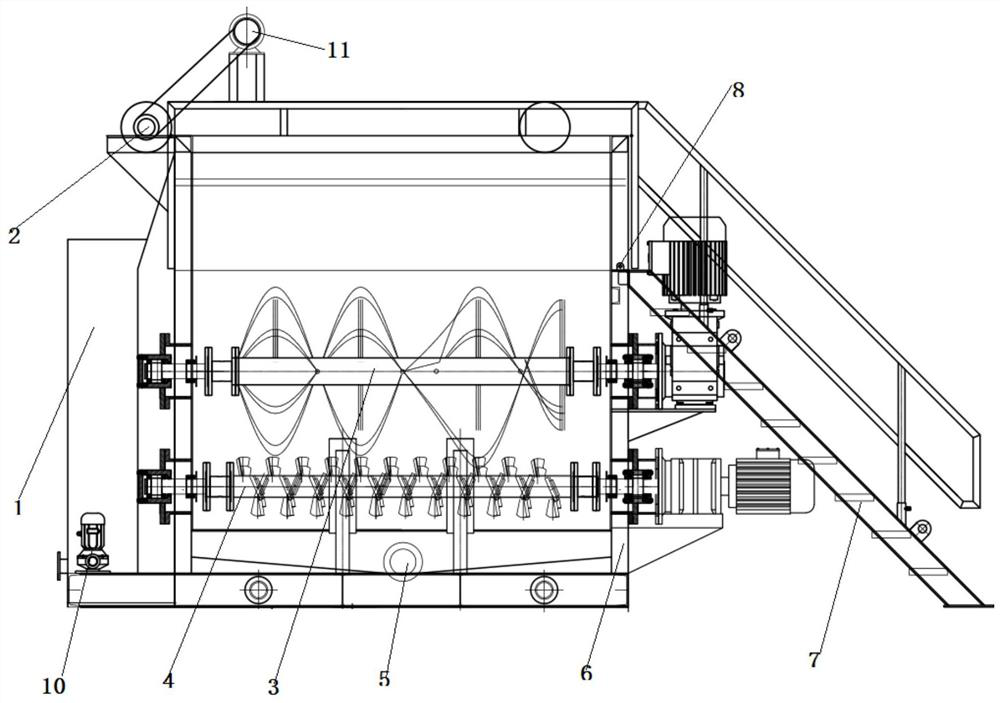 Horizontal three-axis stirring water washing tank