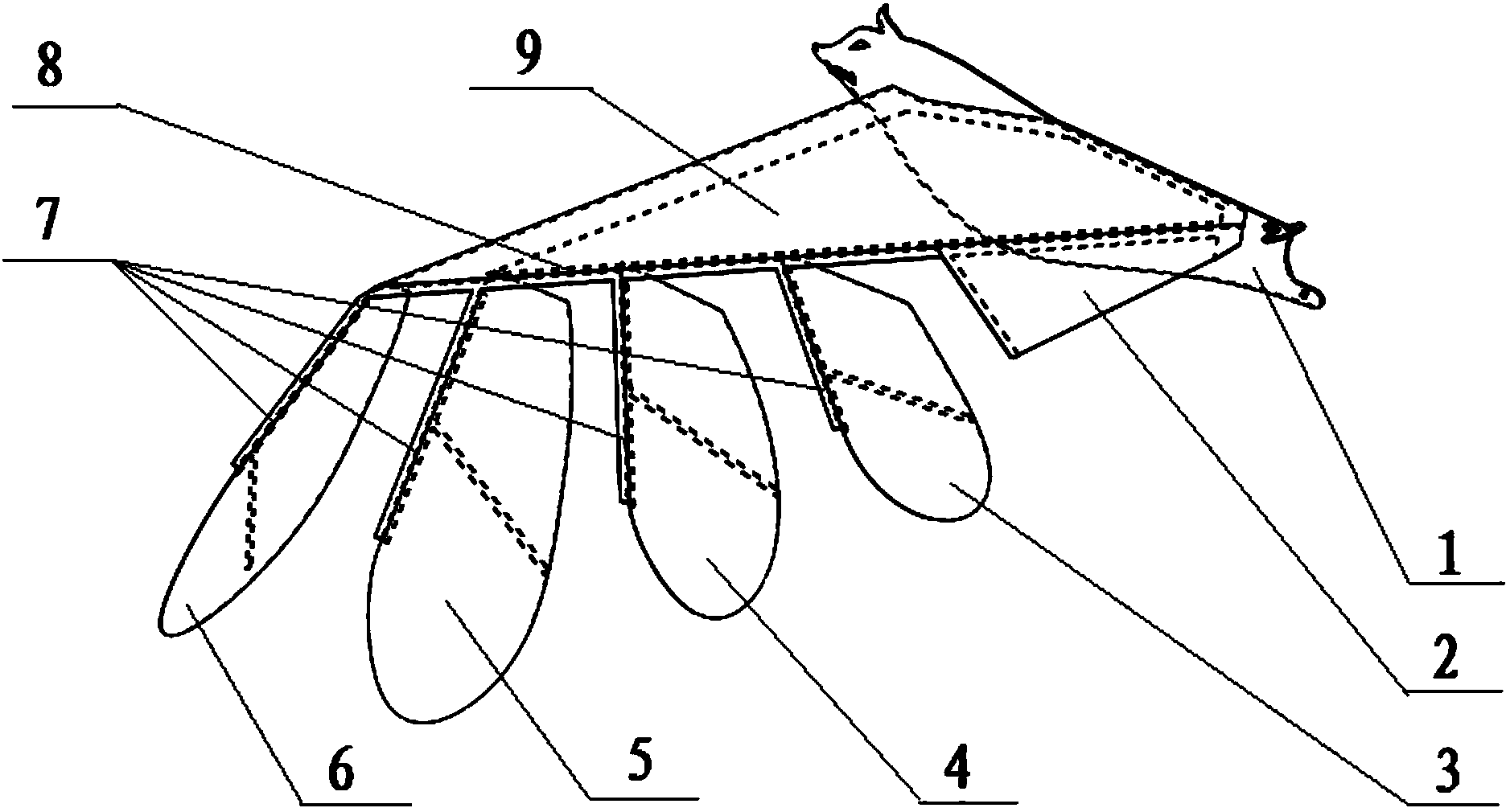 Feather cracking simulation lift enhancement mechanism of micro flapping aircraft