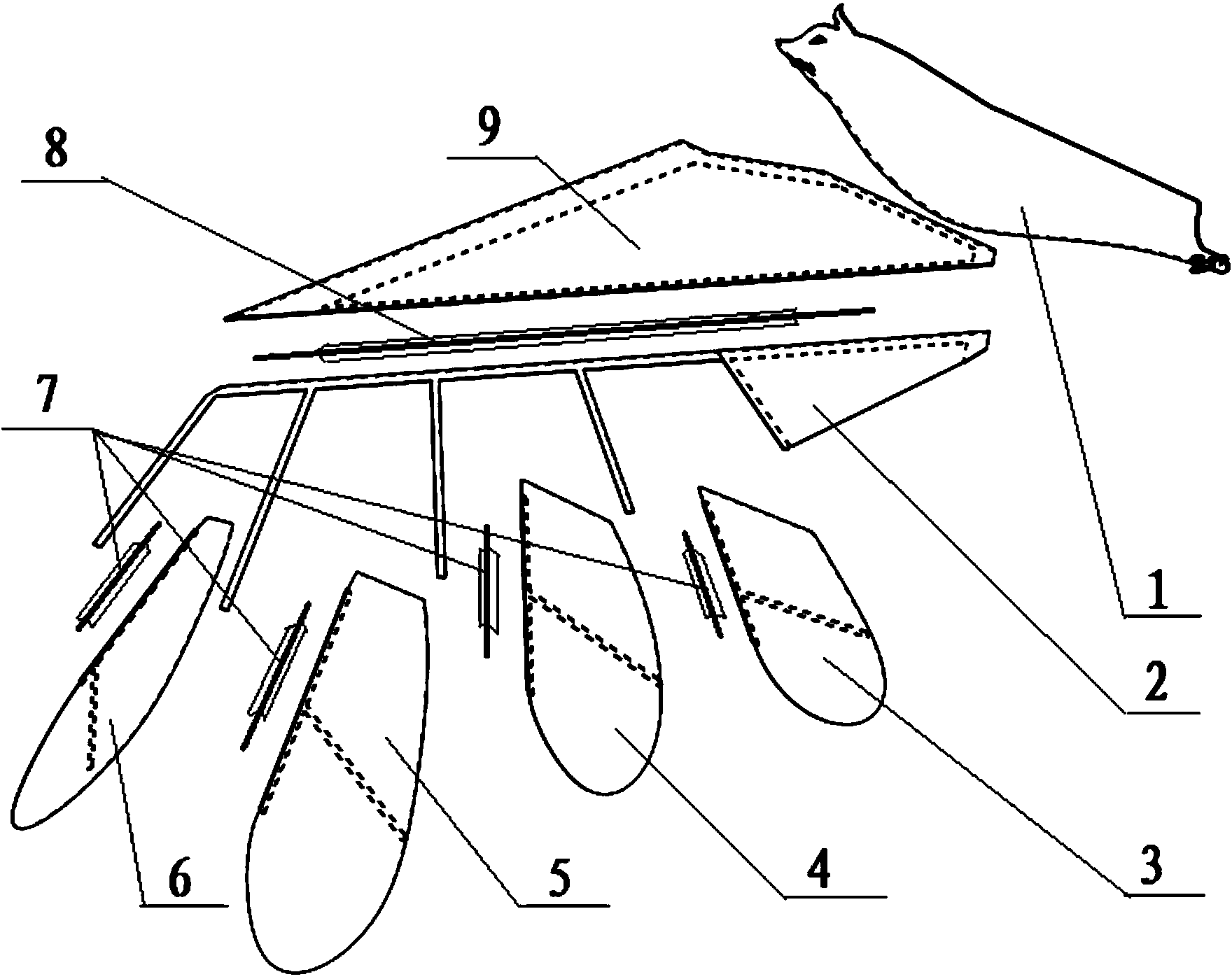 Feather cracking simulation lift enhancement mechanism of micro flapping aircraft