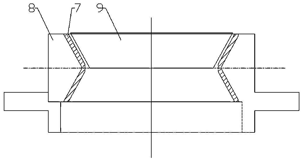 Inner hole quenching inductor for dual-conical-surface bearing sleeve ring