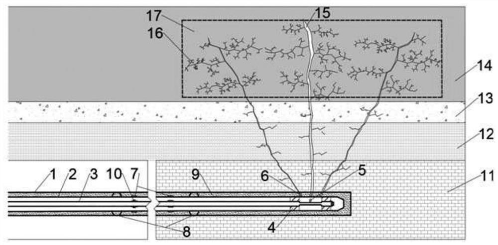 A device and method for downhole drilling directional fracturing