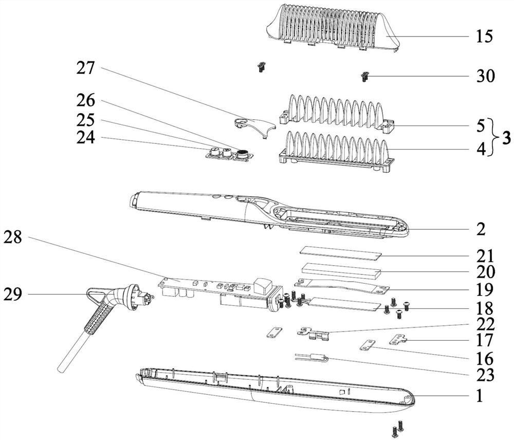 Electric heating hair straightening comb uniform in heat transfer