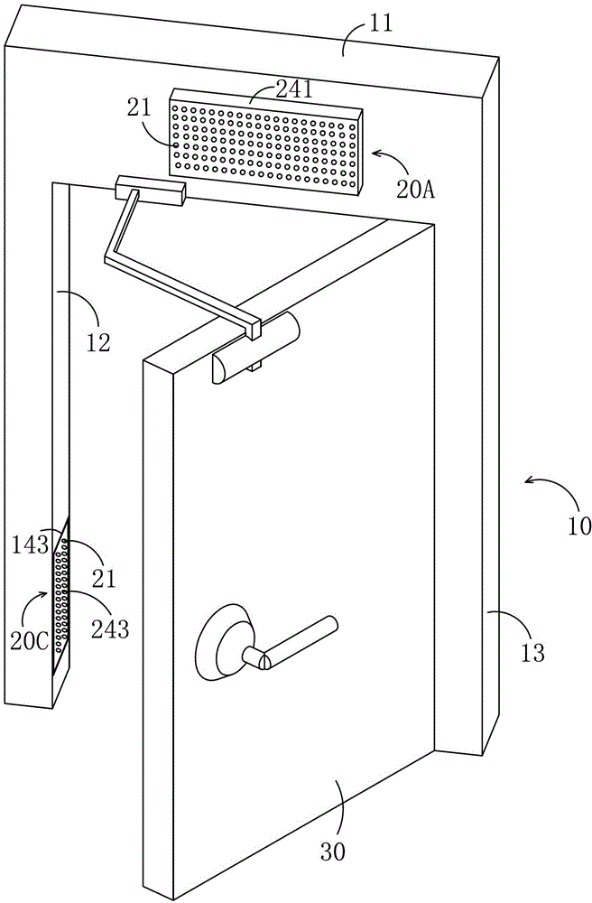 Multi-direction escaping illumination fireproof door