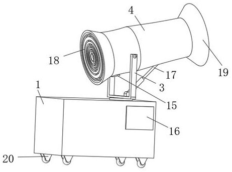 A fog cannon machine for reducing dust in coal mine roadway