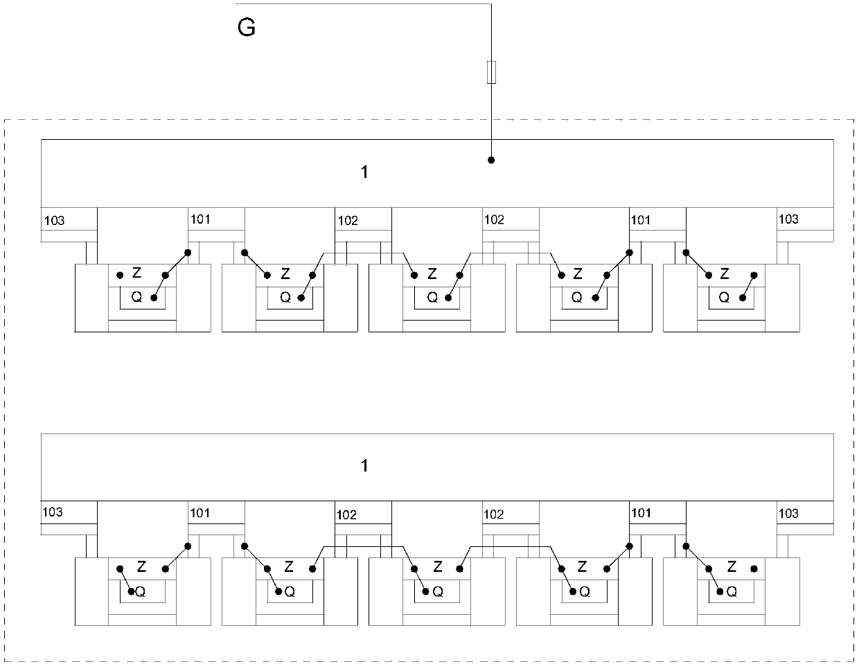 A working grounding structure for the suspension frame of medium and low speed maglev trains