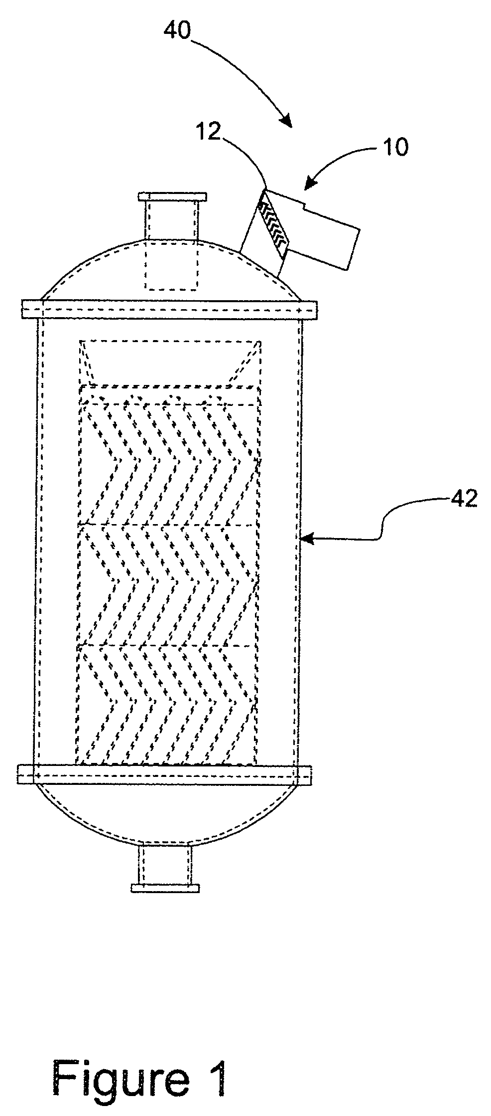 Gas-liquid separator utilizing turning vanes to capture liquid droplets as well as redirect the gas flow around a bend