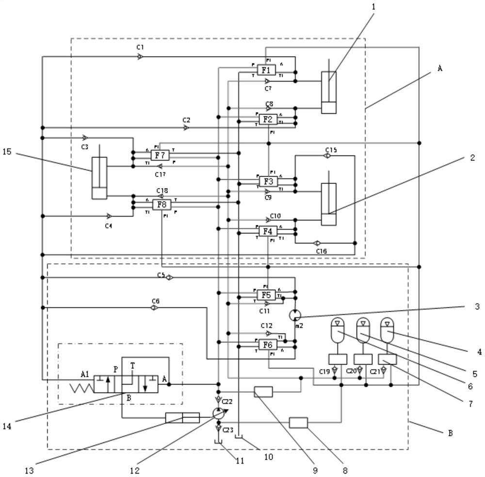 Single-pump-source load port independent load-sensitive energy-saving excavator hydraulic system