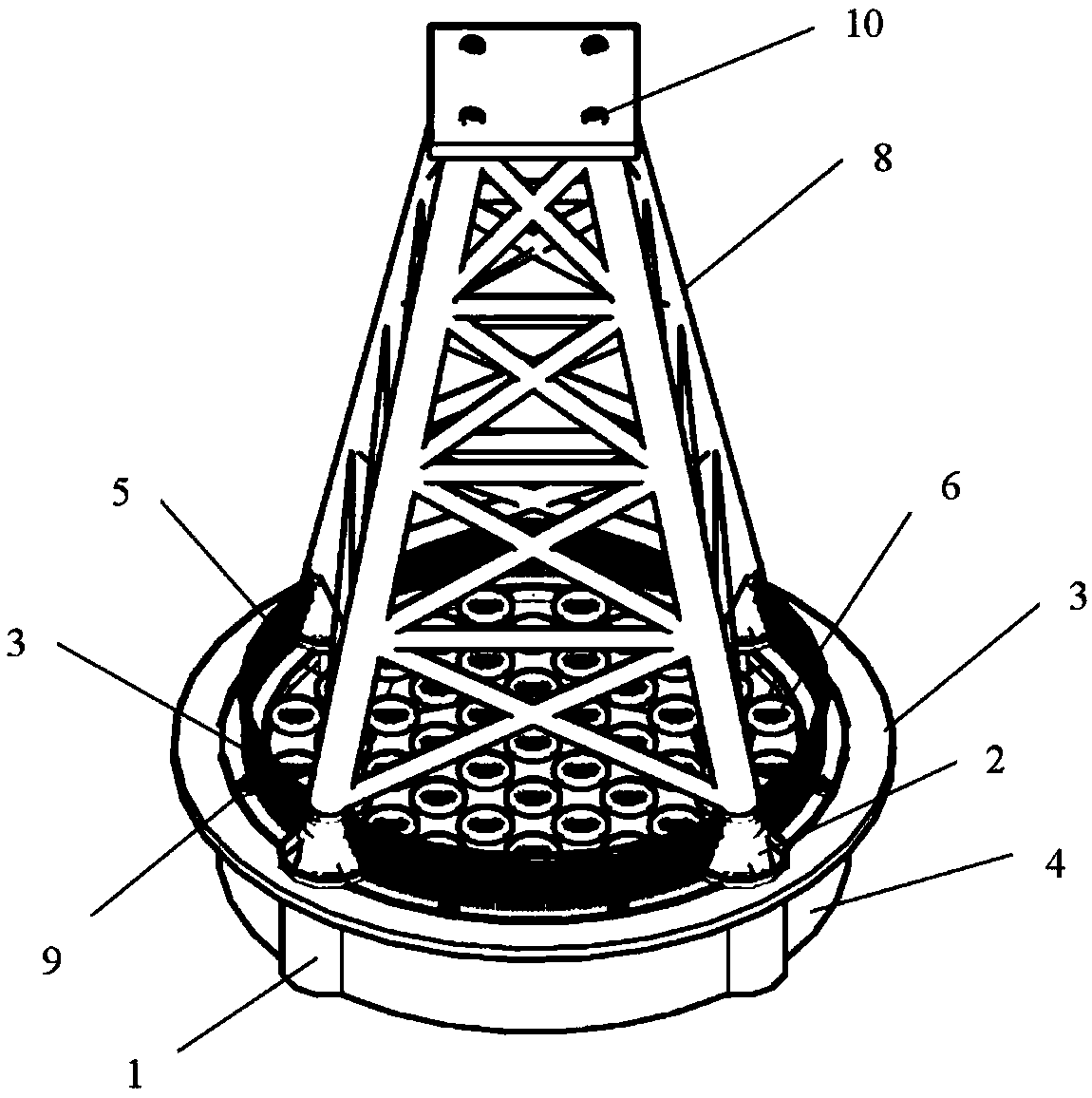 Anti-scouring negative pressure multi-barrel combined offshore wind turbine base combined with artificial fish reefs