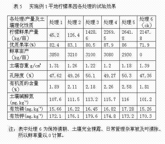 Minimum-tillage and no-tillage mulching cultivation method of lemon orchard