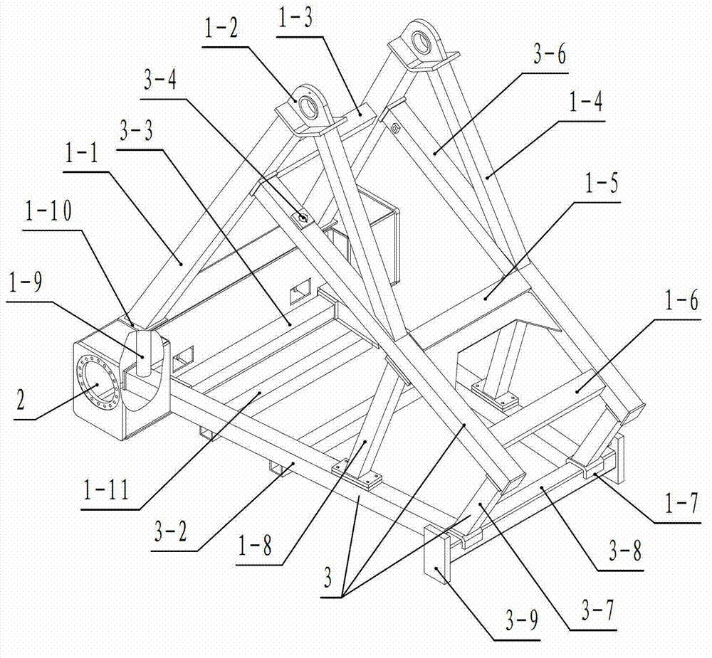 Truss type frame for self-propelled sugarcane harvesting and loading machine and duplexing as hydraulic oil tank