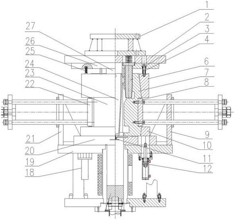 A clamping device for direct extrusion casting mold