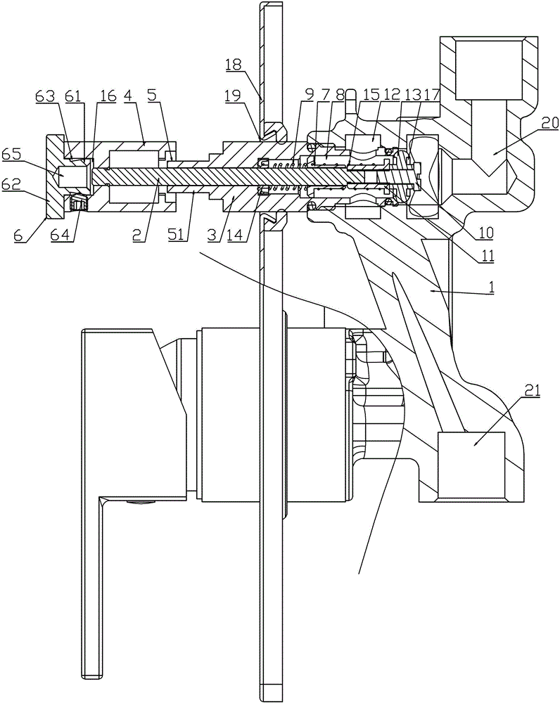 Water splitter structure of wall-buried bathtub spigot