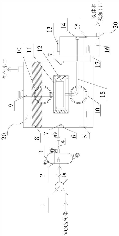 A kind of enhanced micro-bubble hedging type VOCs spray reaction device