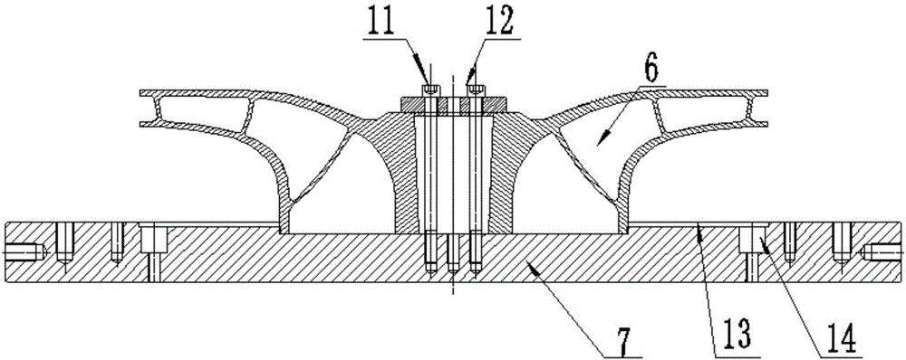 Clamp device for machining large-sized thin-walled impeller and finish machining method of large-sized thin-walled impeller