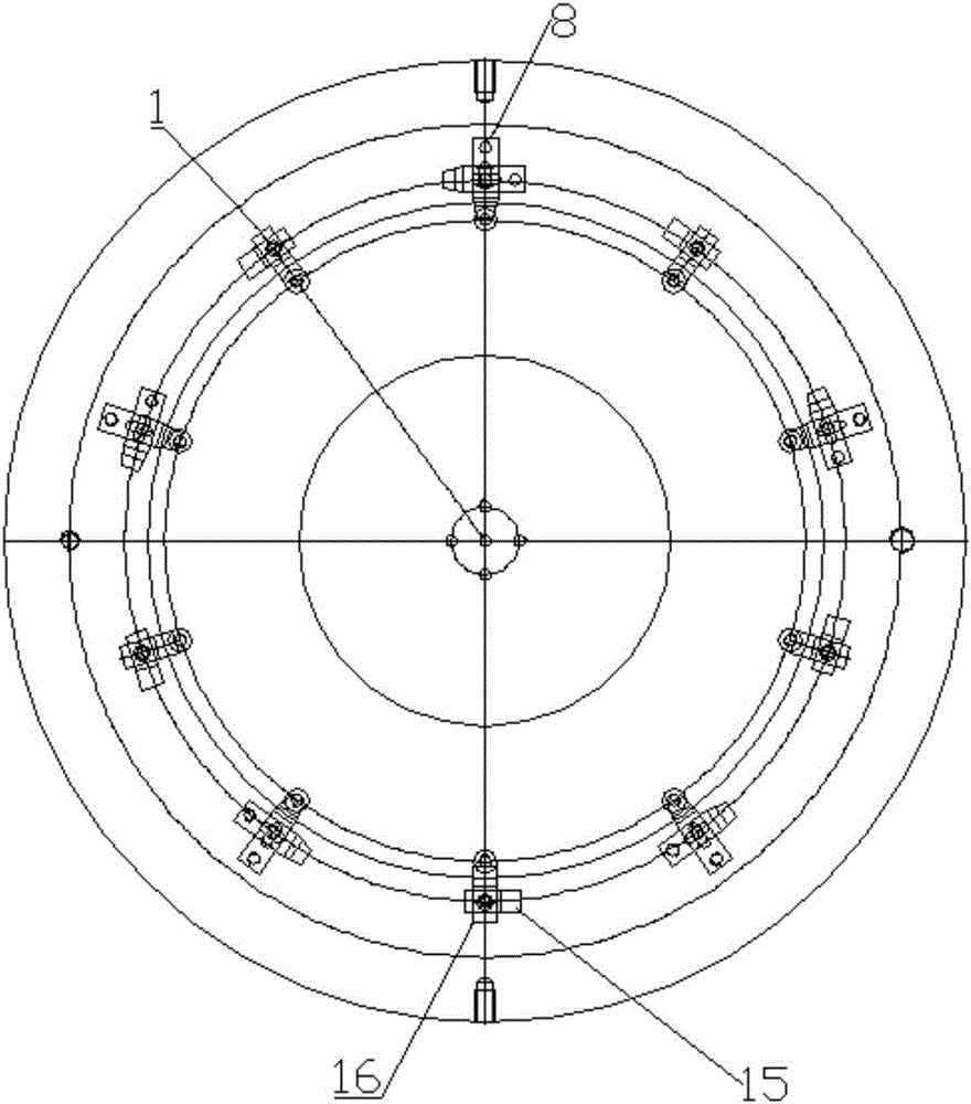 Clamp device for machining large-sized thin-walled impeller and finish machining method of large-sized thin-walled impeller