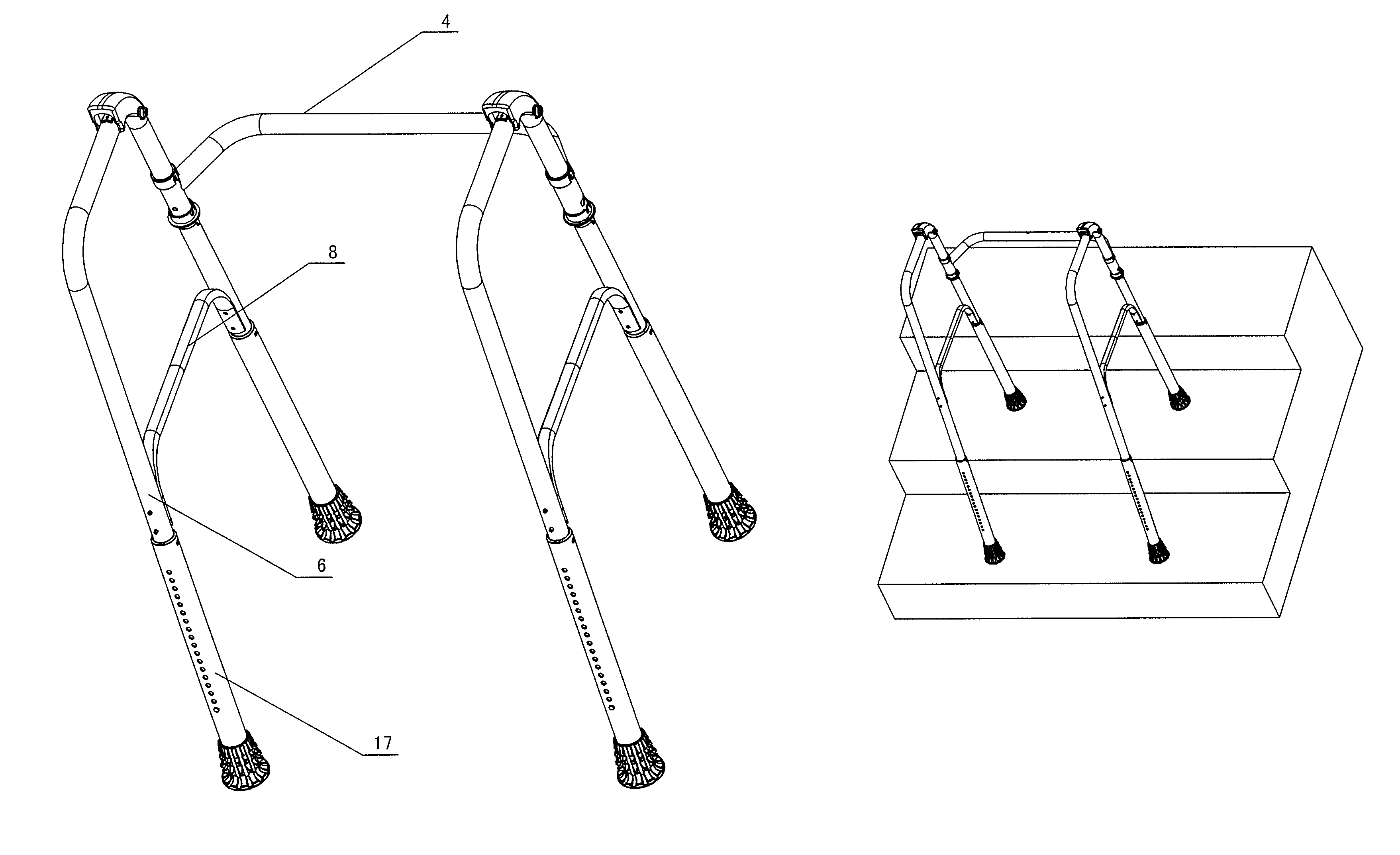 Height self-adjusting walking aid