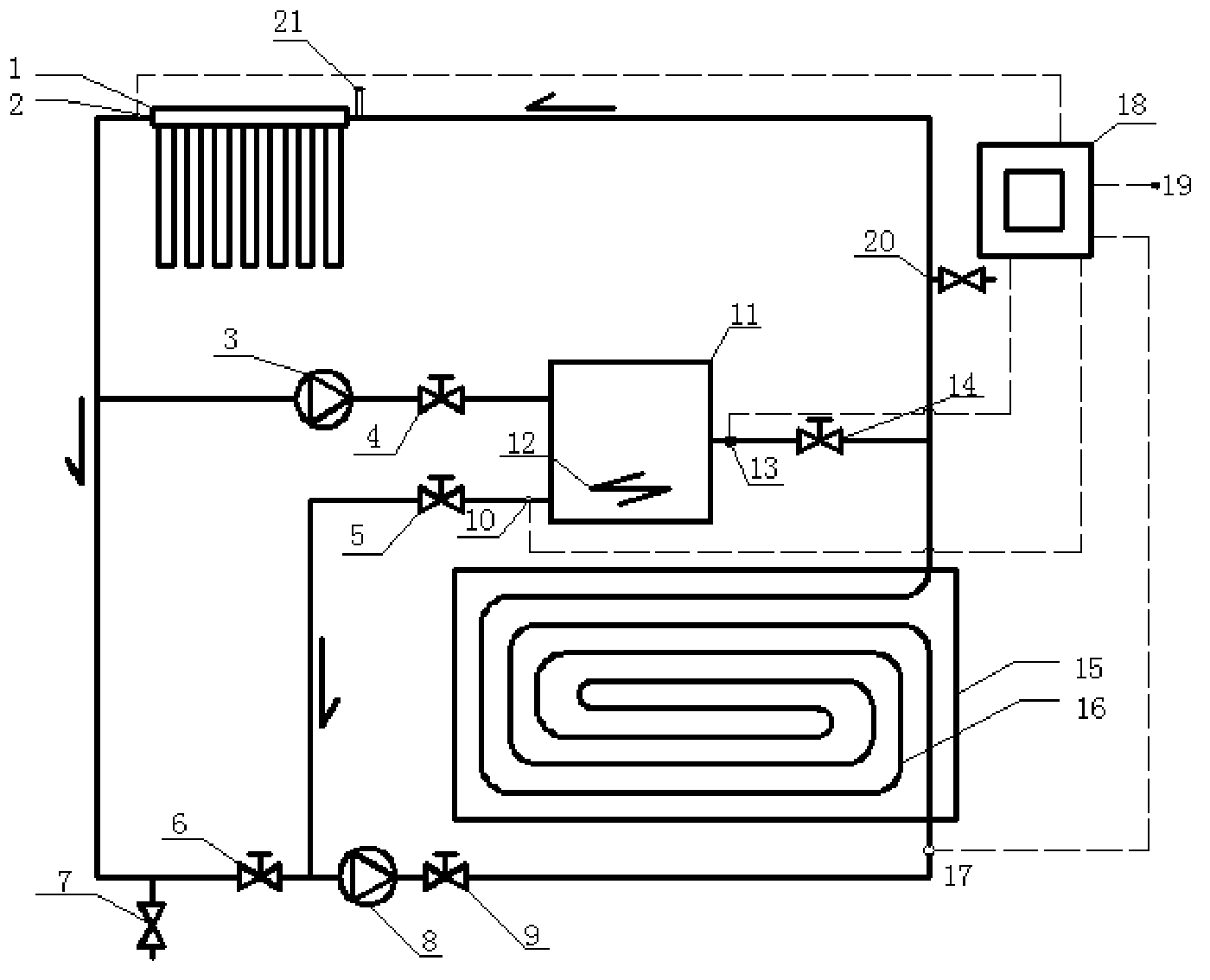 Combined type positive phase change thermal storage heating system and control method thereof