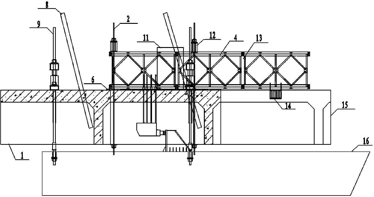 Counter-force type stay rope hanging basket prepressing device and implement method thereof