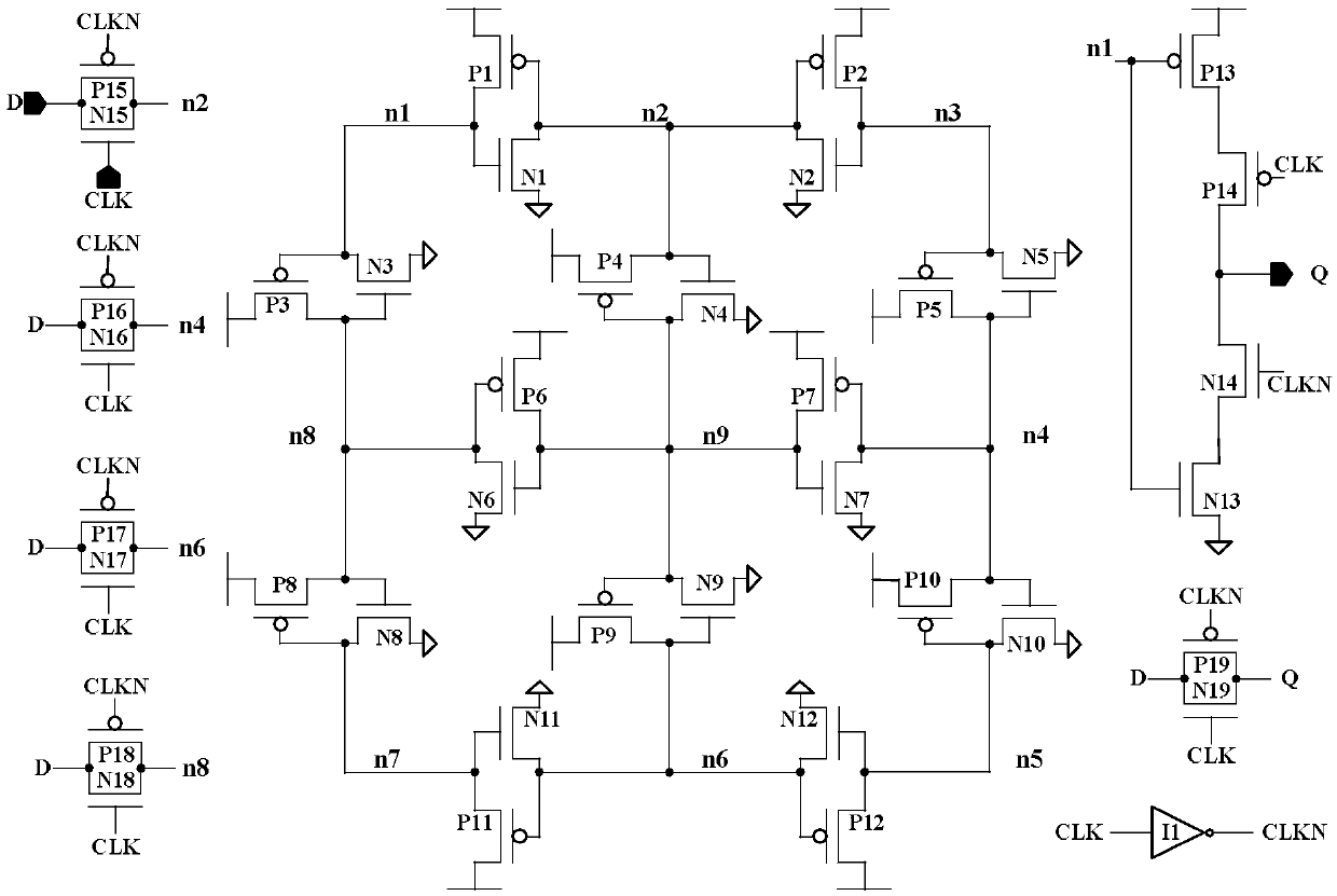 Anti-radiation D latch based on dual interlocking structure