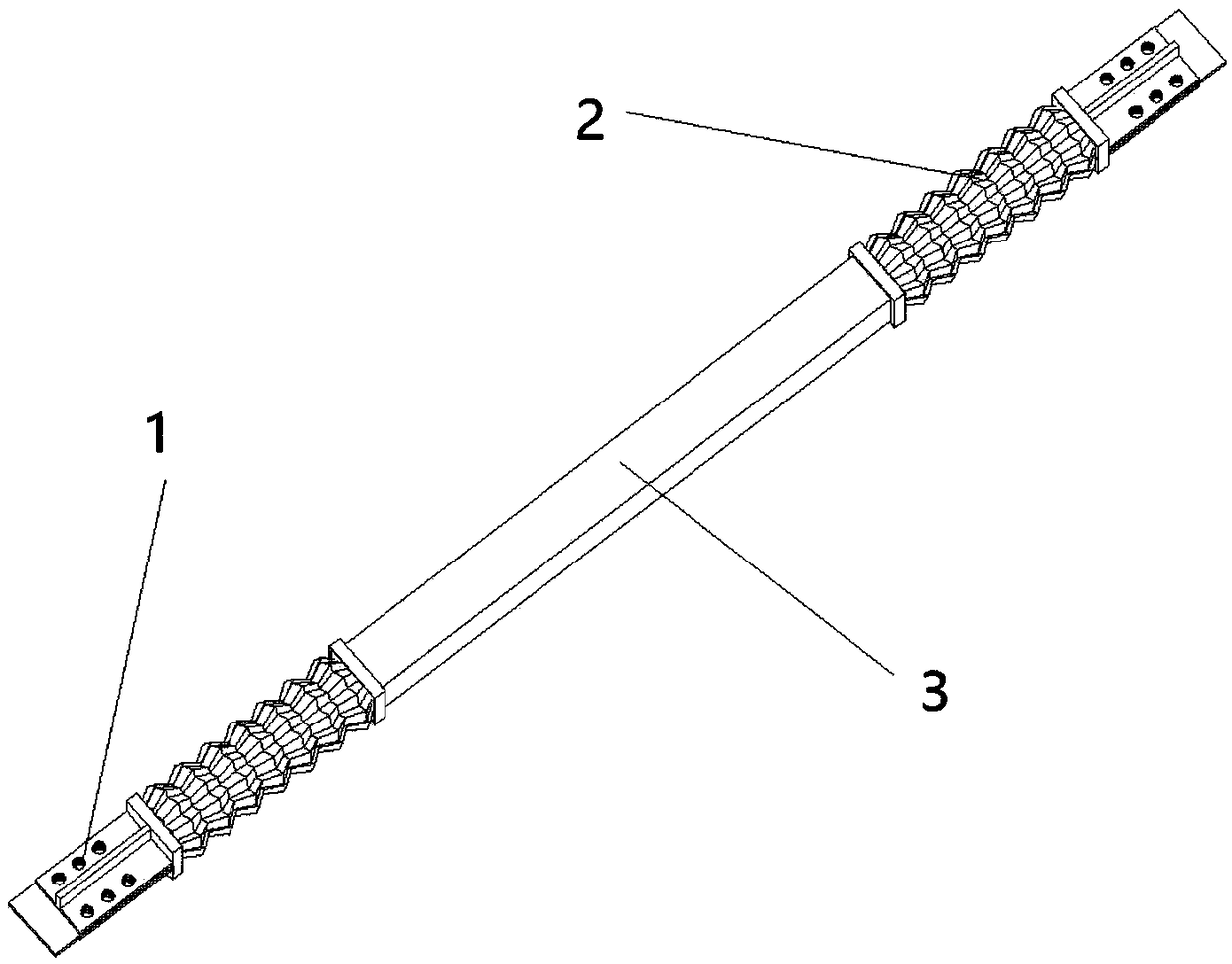 An energy-dissipative buckling-inducing brace with variable-length four-fold-type inducing units at the end