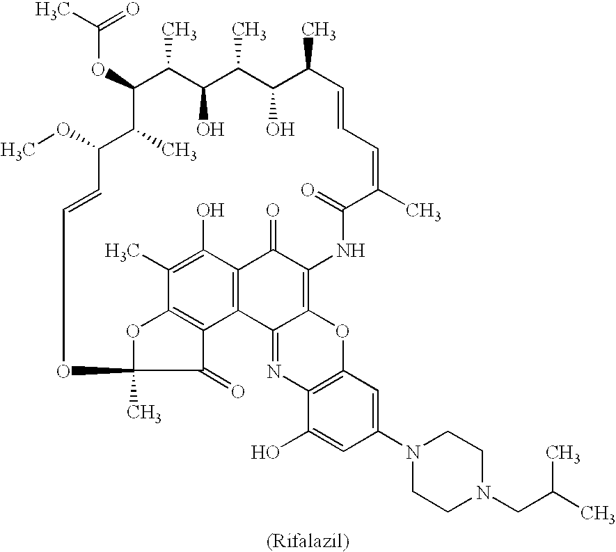 Method for treatment of bacterial infections with once or twice-weekly administered rifalazil