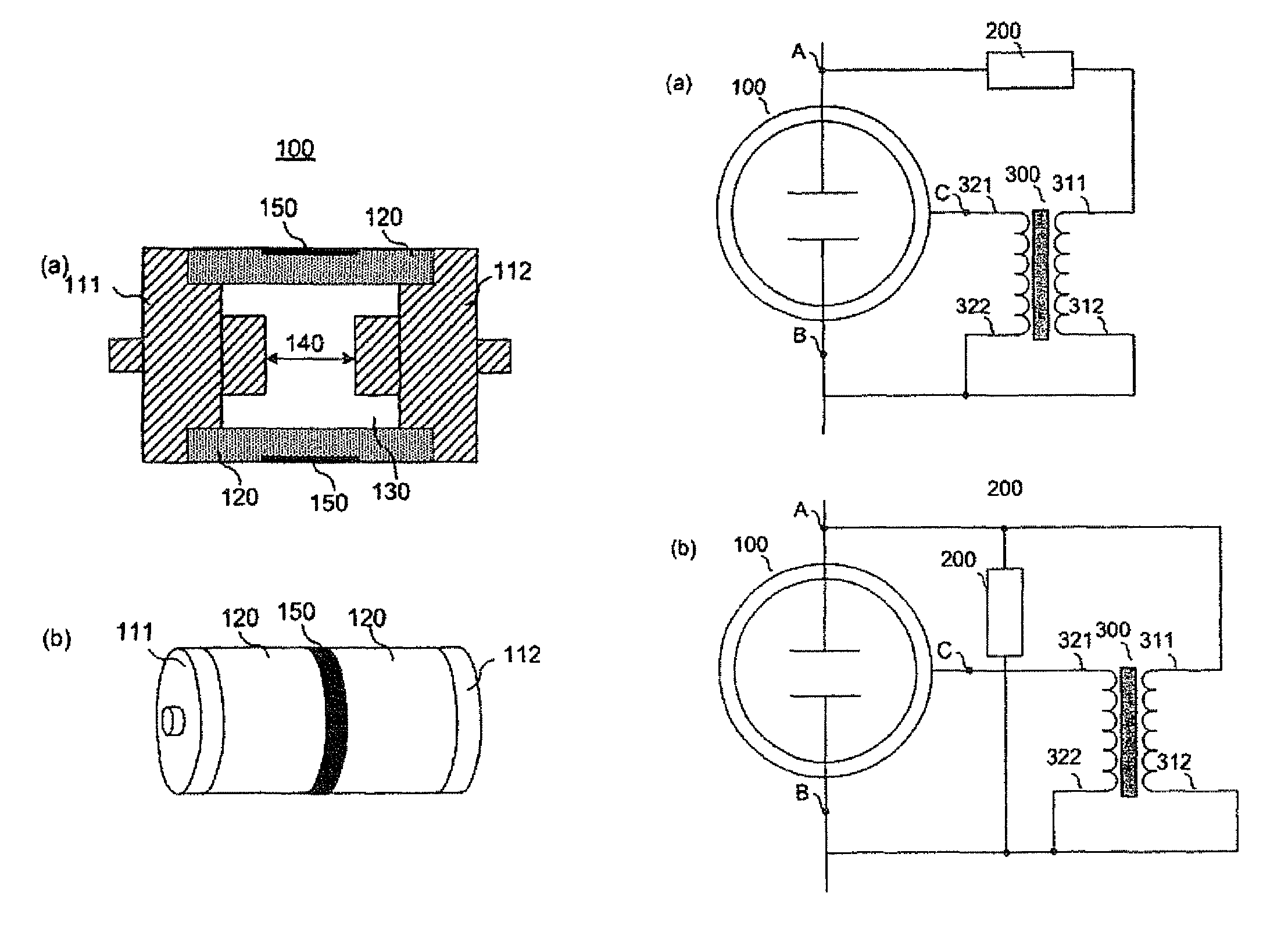 Discharge element with discharge-control electrode and the control circuit thereof