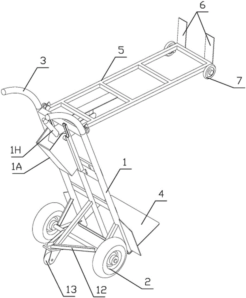 Combined trolley lifted by jack