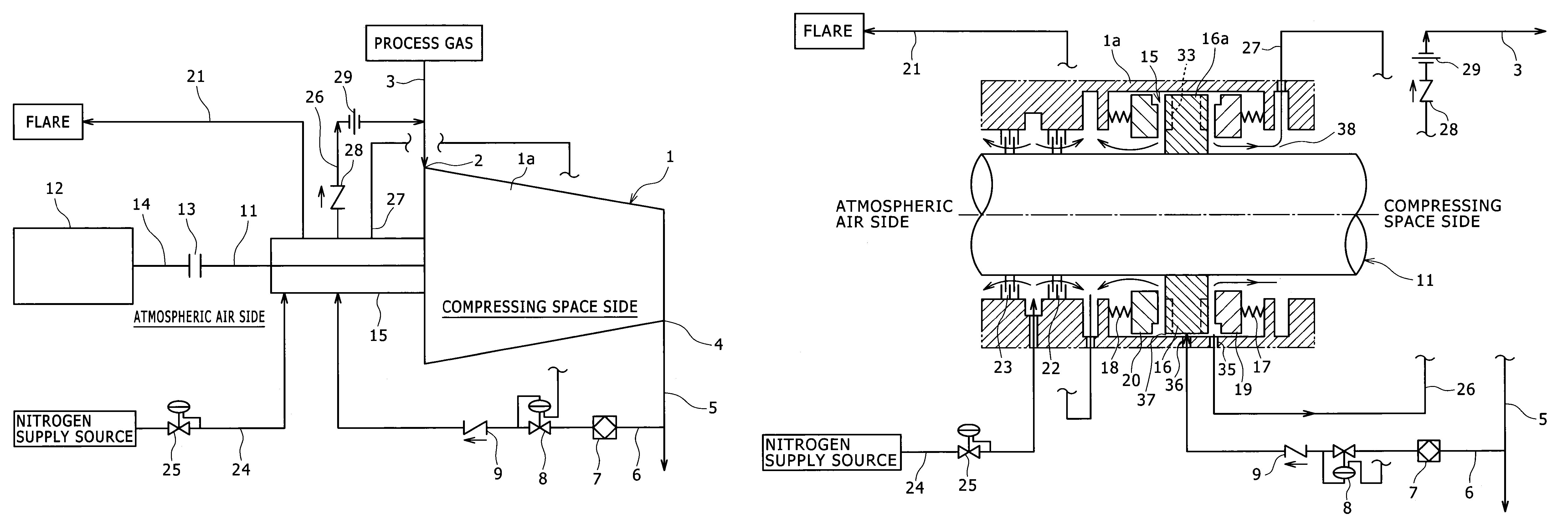 Compressor employing a dry gas seal