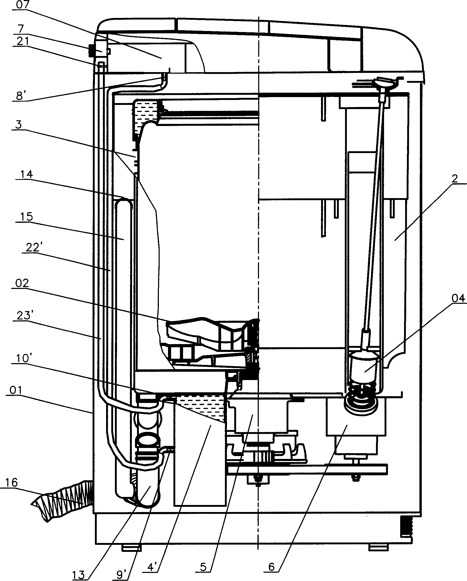 Impeller or agitator type full-automatic washing machine