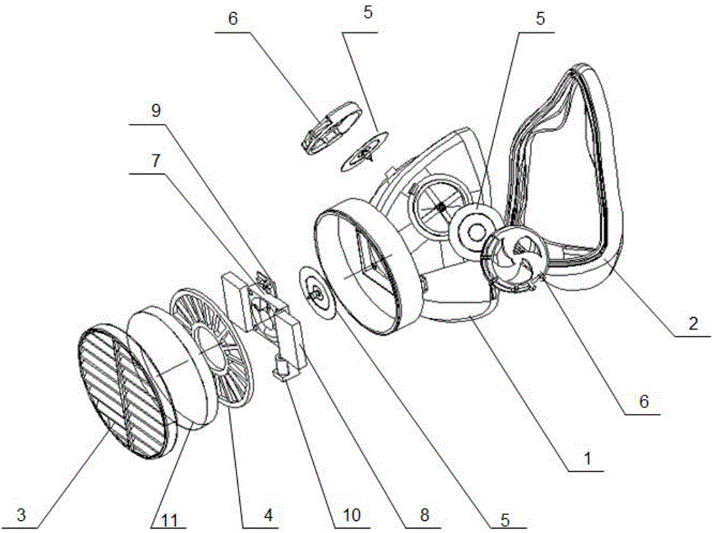 Built-in breather valve and air filtering mask of fan