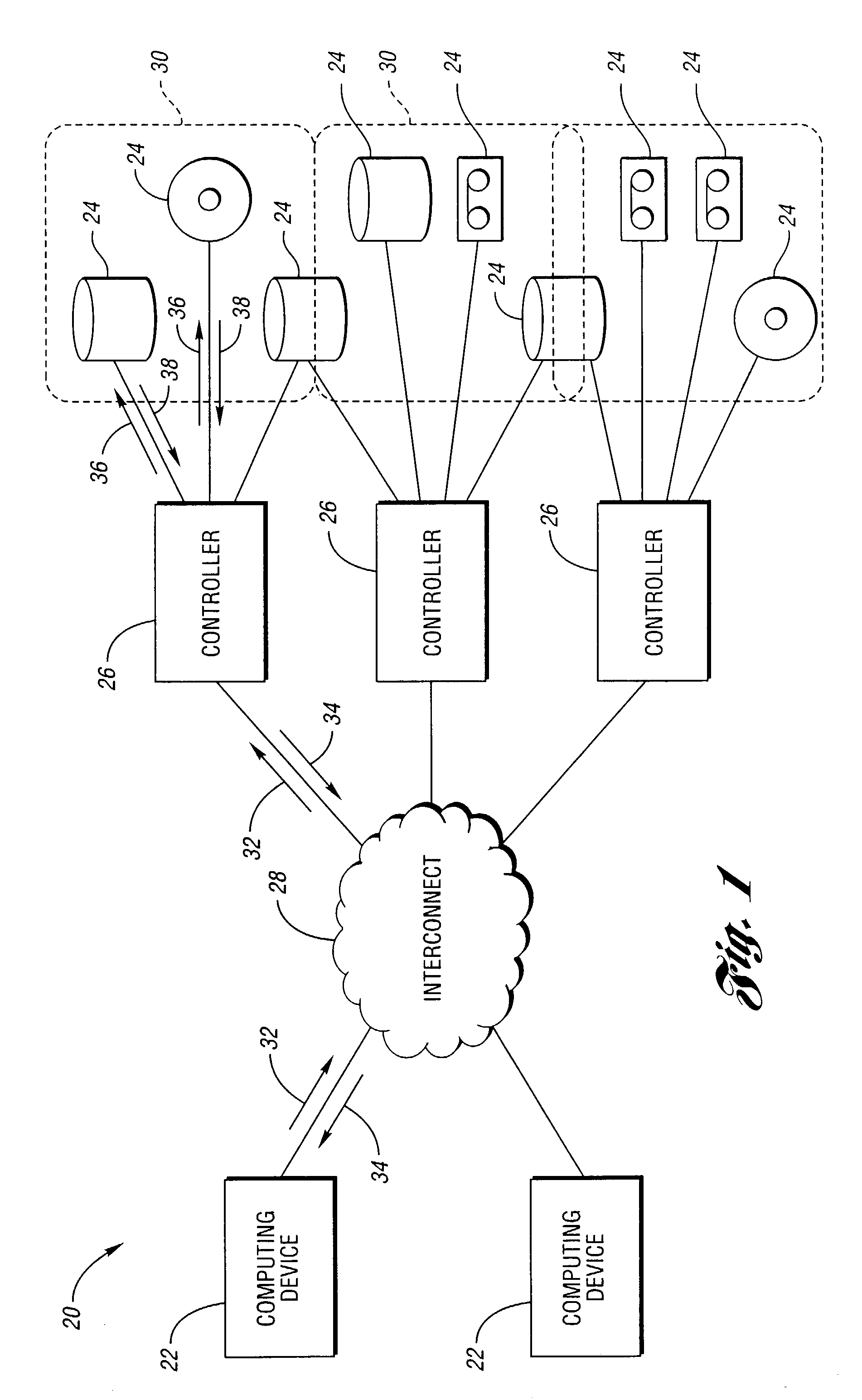 Virtual storage status coalescing with a plurality of physical storage devices