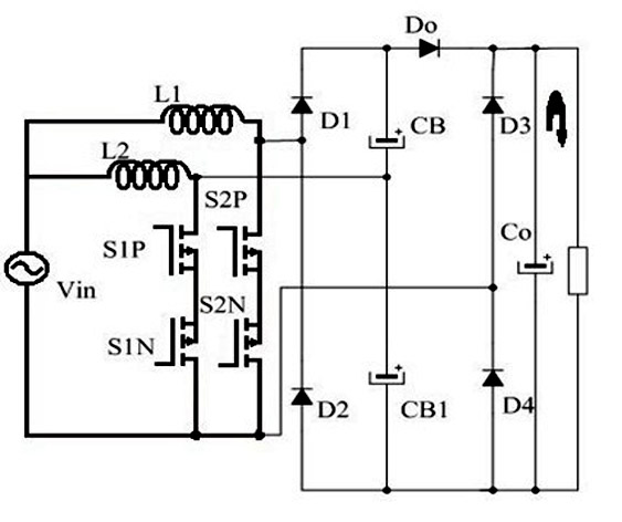 Low-input voltage bridgeless staggered voltage-multiplying power factor correction device