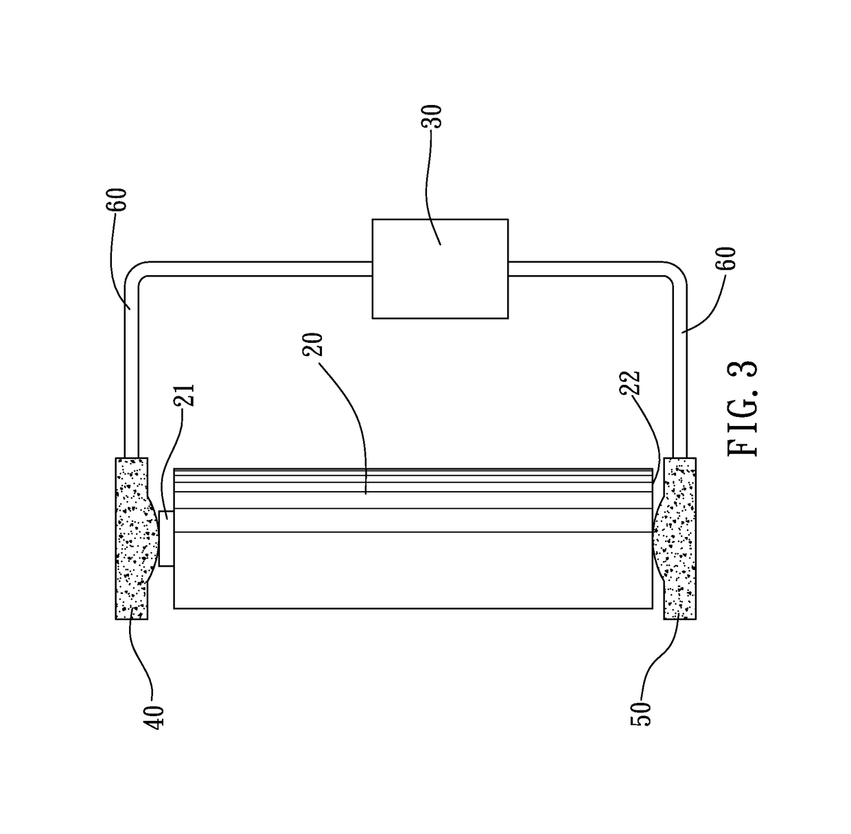 Connecting structure for exteriorly connecting a battery cell and a load circuit by using two connecting graphite blocks