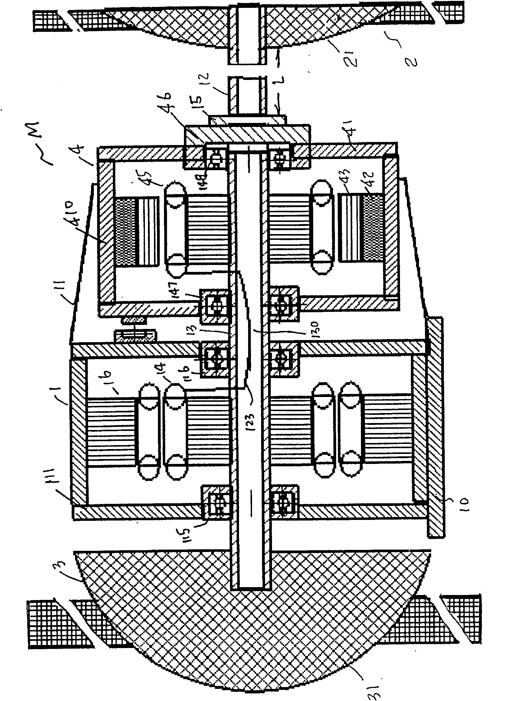 Double-rotor variable speed and frequency conversion wind power generation exciting method